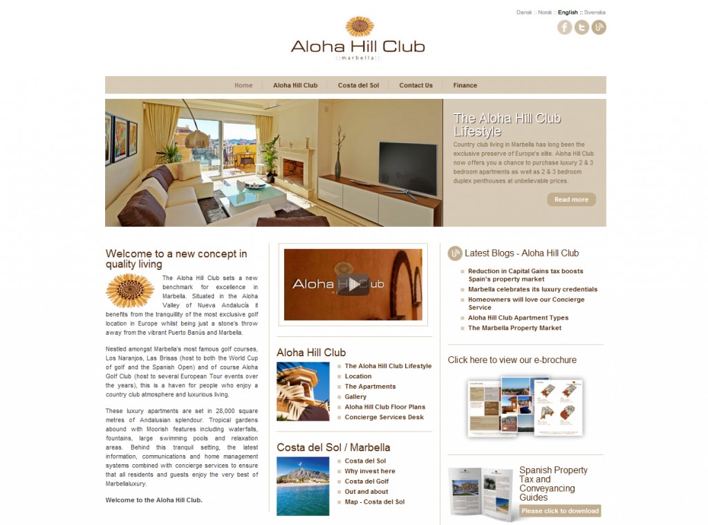 Website launch Aloha Hill Club Marbella created by Redline Company