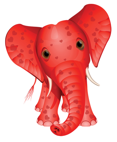 Little red hearted elephant created by Redline Company