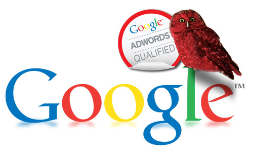 Google adwords qualified logo with red owl created by Redline Company