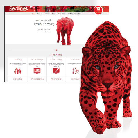 Redline website with red leopard created by Redline company