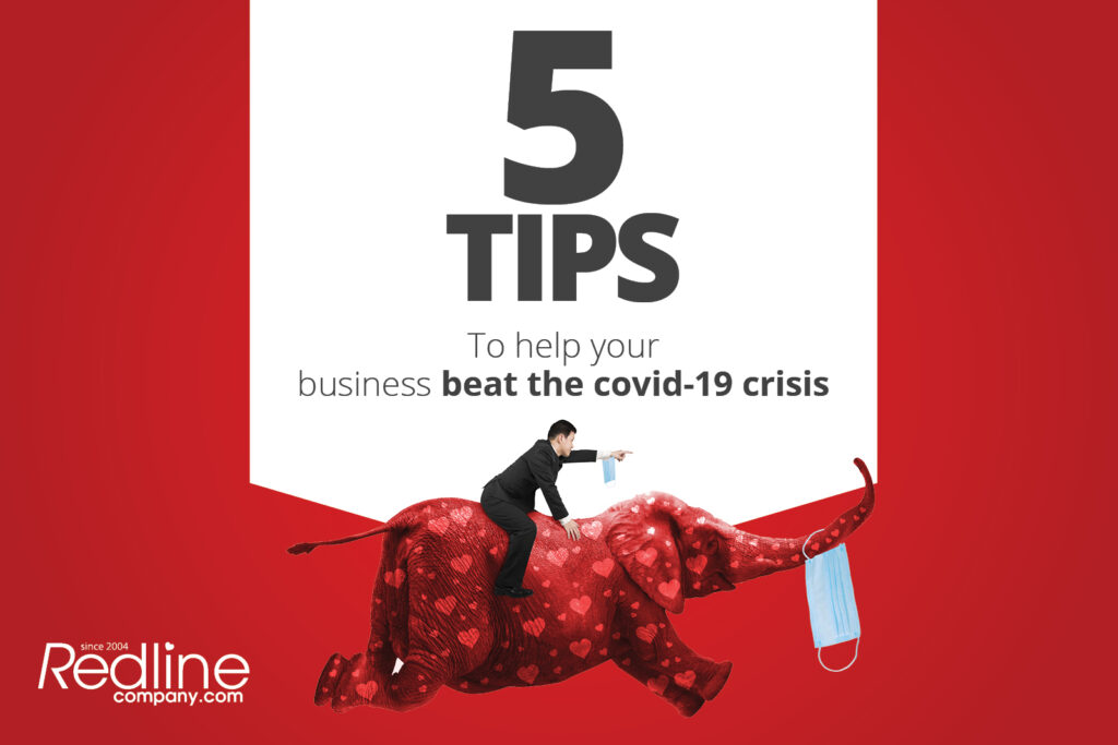 Flying red hearted elephant with mouth caps created by Redline Company